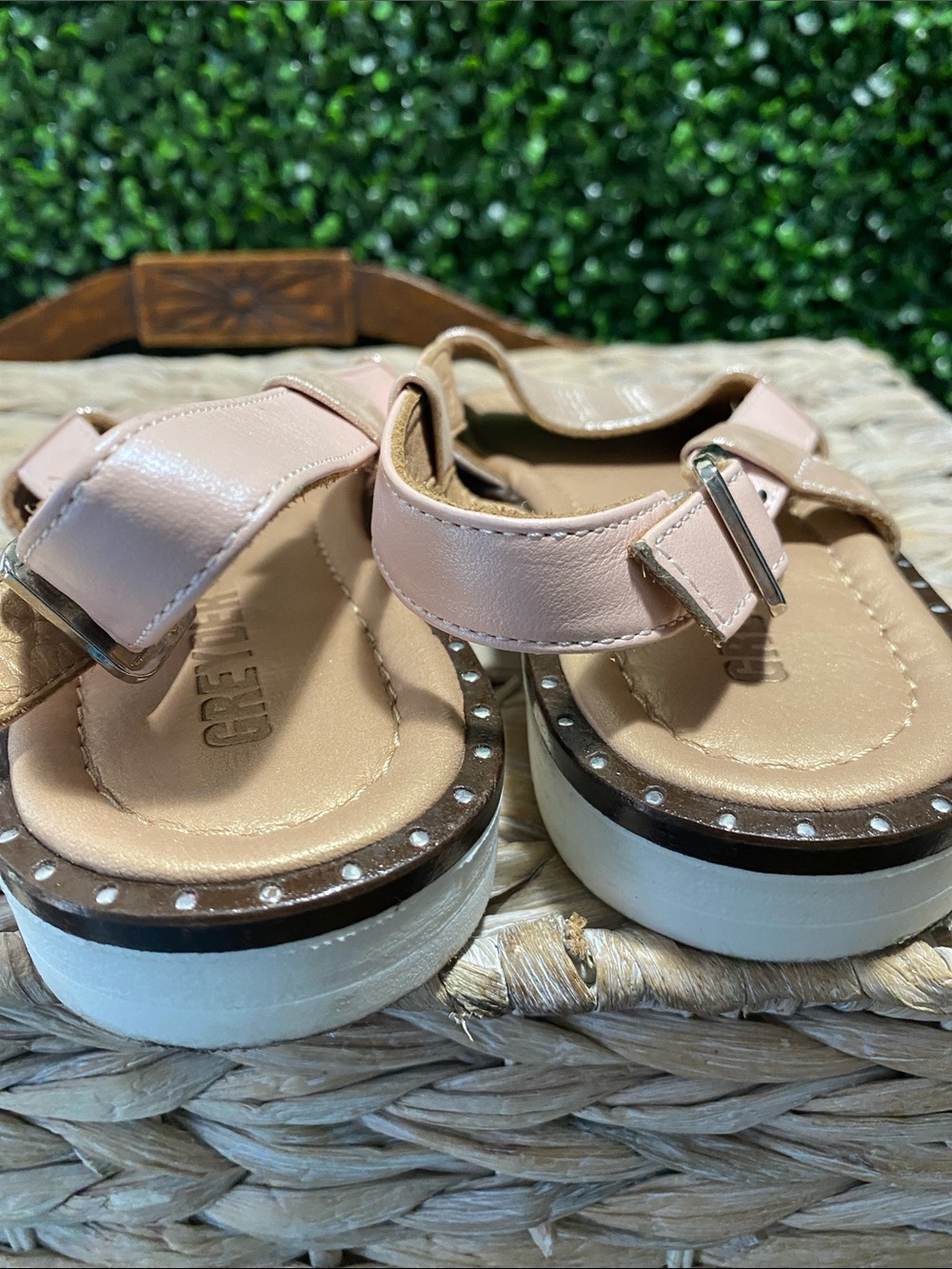 Women's Rose Gold Perforated Slingback Sandals - Picture 5 of 8